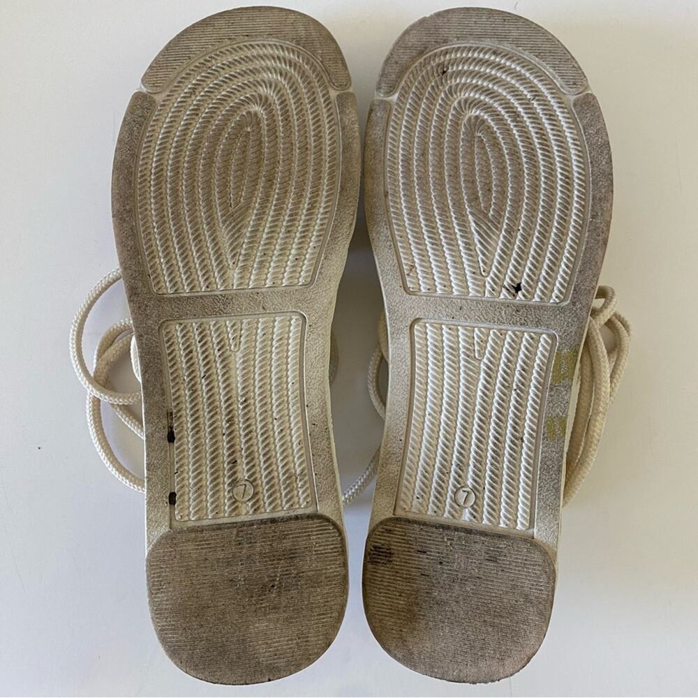Tory Burch Lace Up Gladiator Rope Strappy Ankle Wrap Flat Sandals Off White - Picture 8 of 10